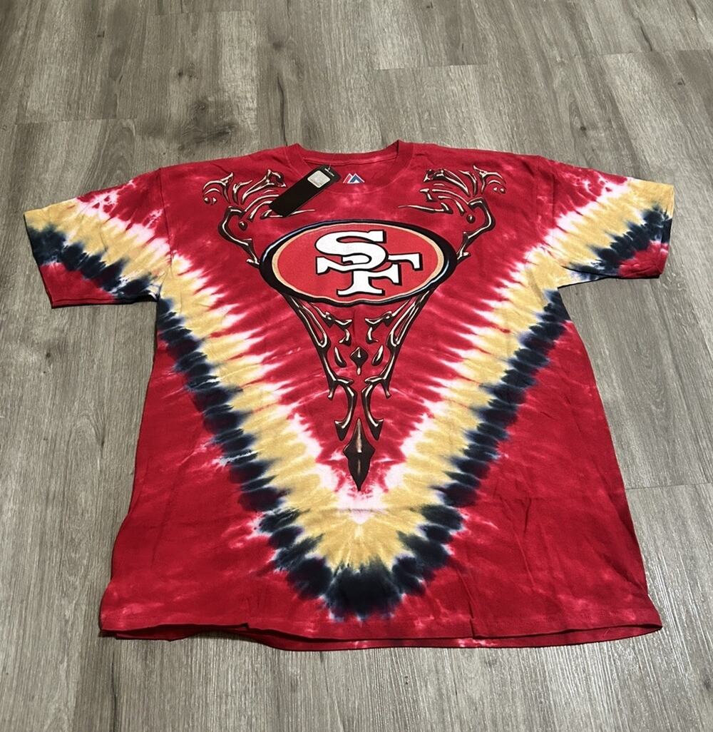 NWT San Francisco 49ers Tie Dye T Shirt Mens XL Majestic NFL Football V Shape